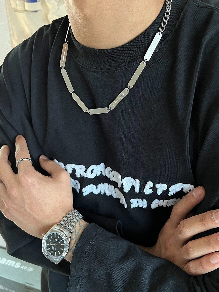 Metal Splicing Necklace For Men by GJG Denim