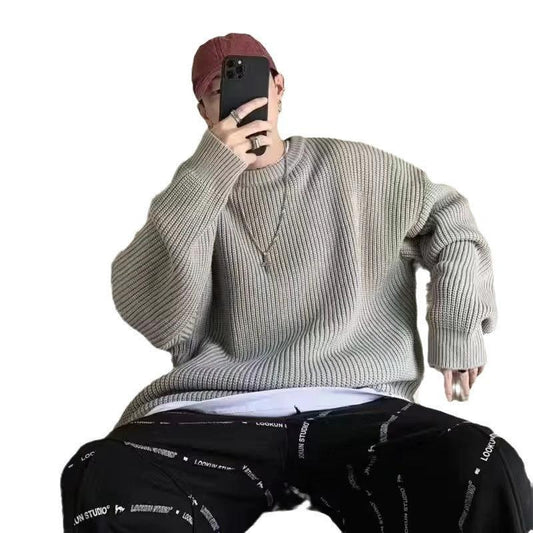 Loose Casual Retro Trendy Underwear Crew Neck Sweater by GJG Denim