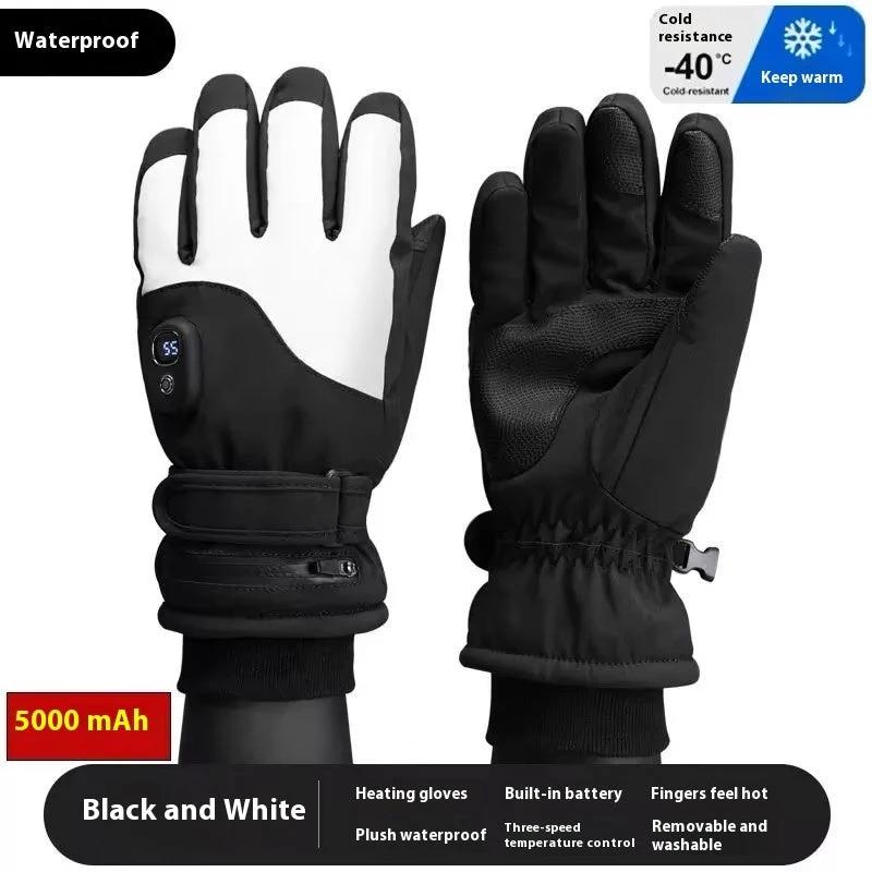 Men's Warm Thick Windproof Electric Heating Gloves by GJG Denim