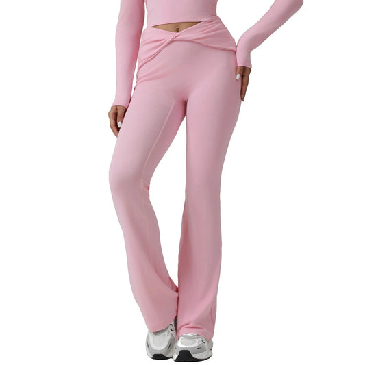Cross High-waist Slightly Flared Yoga Pants by GJG Denim