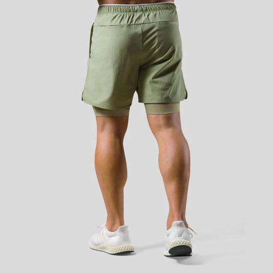 Men's Double Layer Running Casual Shorts by GJG Denim