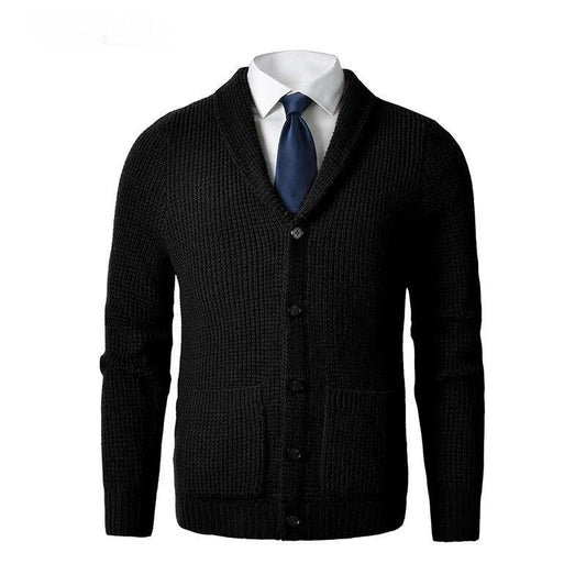 Men's Business Casual Knitted Wool Cardigan by GJG Denim
