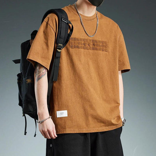 Trendy Loose-fitting Versatile Heavyweight Short-sleeve T-shirt For Men by GJG Denim