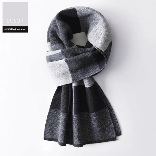 Men's Wool Winter Plaid Double-sided Scarf by GJG Denim