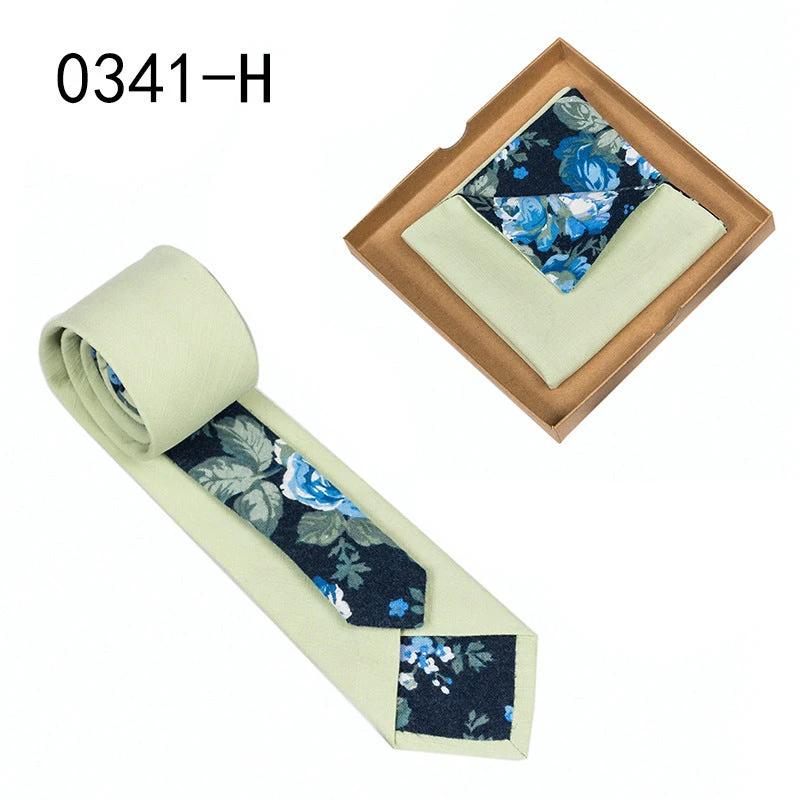 Men's Floral Print Tie and Pocket Square by GJG Denim