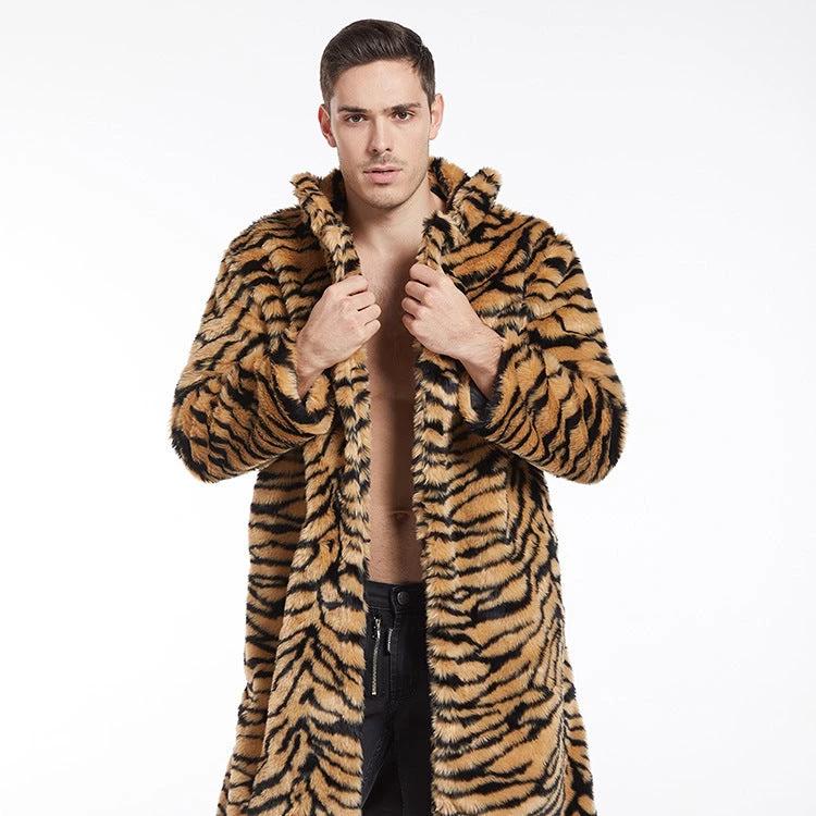 Men's Faux Fur Long-cut Coat by GJG Denim