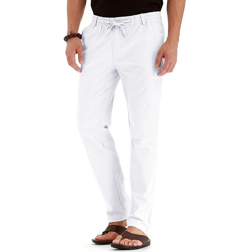 Me's Business Casual Loose Large Size Elastic Waist With Solid Color Pants by GJG Denim