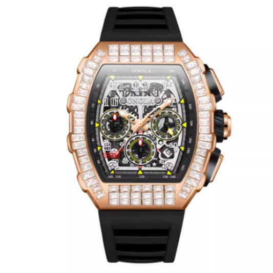 Men's Luxury Square Diamond Watch With Star Pattern by GJG Denim