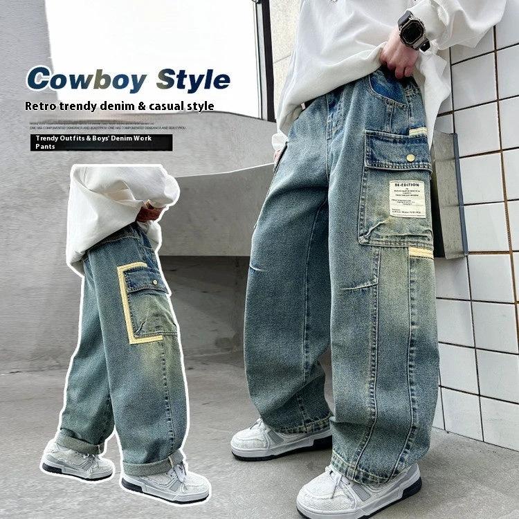 Children's Wear Boys Spring Clothing Pants Straight by GJG Denim