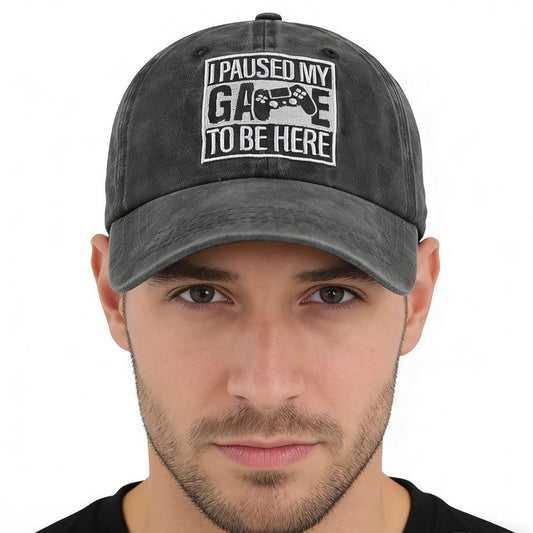 Men's "I Paused My Game To Be Here" Baseball Cap by GJG Denim