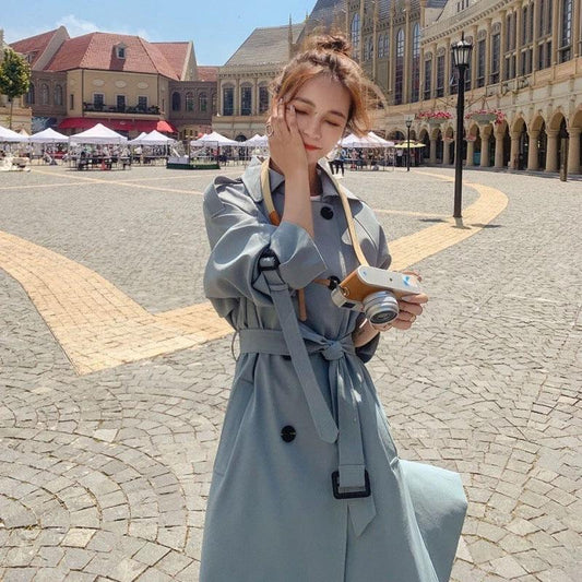 British Style Trench Coat Women's Mid-length Loose Spring And Autumn Temperament Coat by GJG Denim