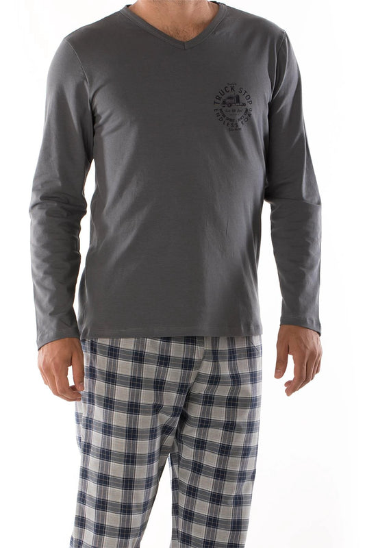 Men's Casual Long Sleeve Pajamas by GJG Denim