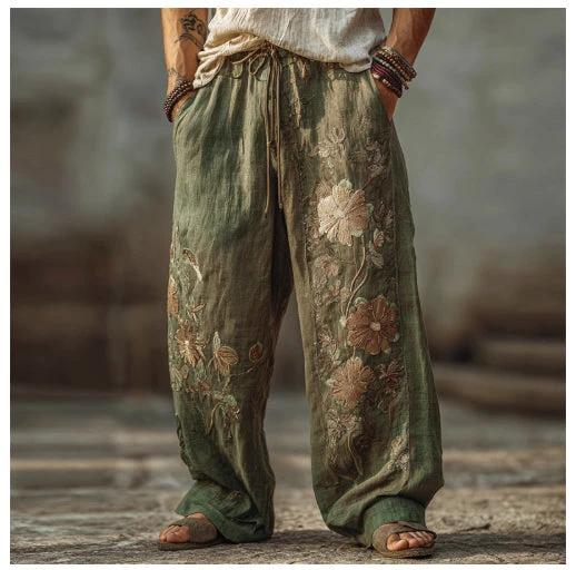 Men's Casual Fashionable Loose Straight-Leg Pants With Digital Print by GJG Denim