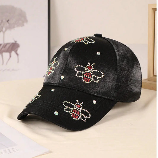 Women's Solid-color Beaded Bee Velvet Soft Sun-protective Trendy Baseball Cap, Suitable For Summer Outings And Shopping. by GJG Denim