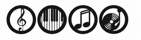 Black Music Notes Wooden Wall Decor by GJG Denim
