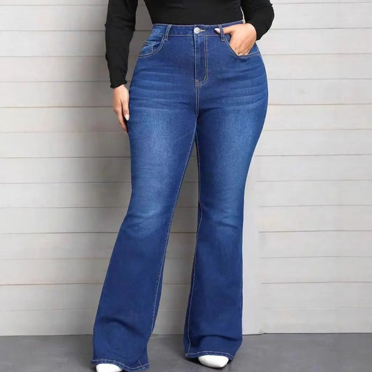 Blue Mid-rise Flared Jeans In-stock For Women Available On Our Independent Website by GJG Denim