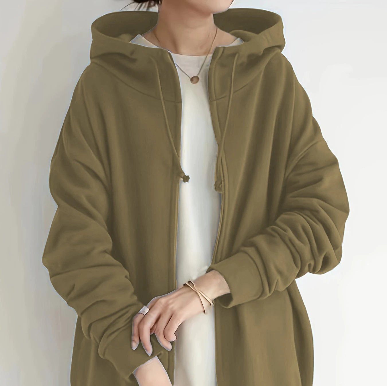 New Personality Street Sweater Zipper Hooded Long by GJG Denim