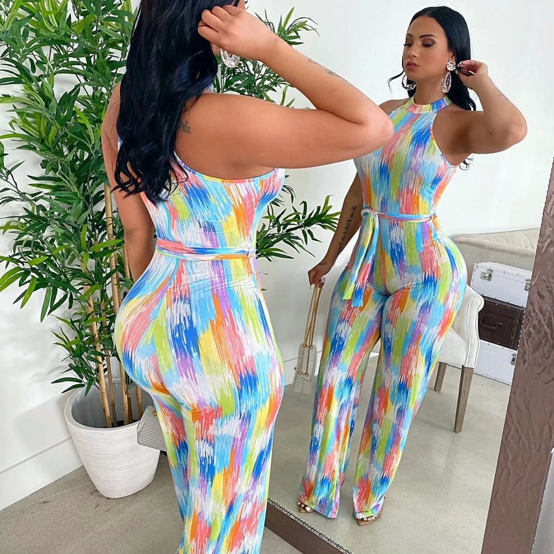 Printed Casual Striped Women's Jumpsuit by GJG Denim