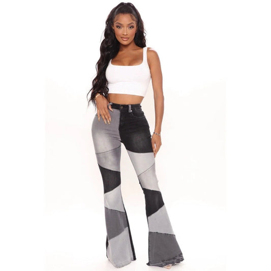 Women's Wide-leg Fashion Stitching Jeans by GJG Denim