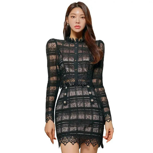Hip Skirt Lace Two-piece Set by GJG Denim