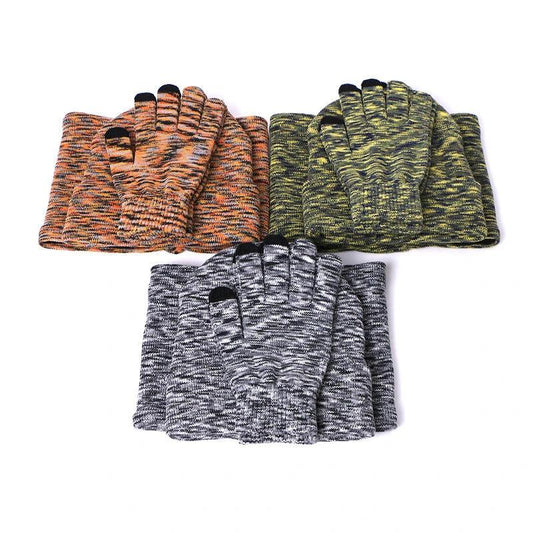 Men's Knitted Three-piece Beanie Scarf and Touch Screen Gloves by GJG Denim