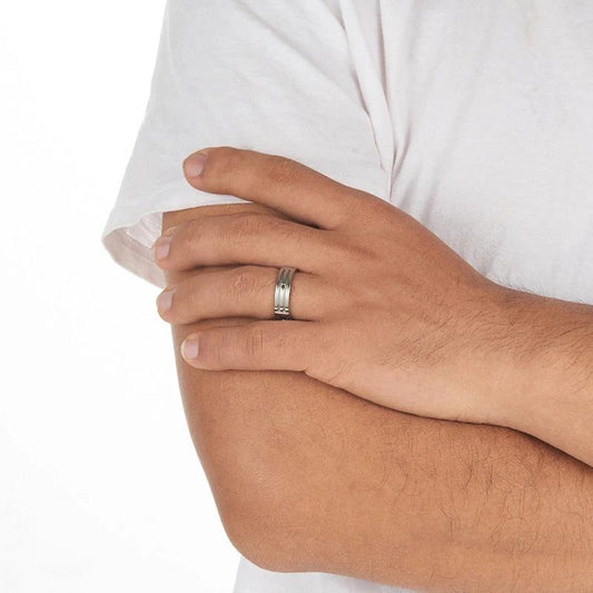 Simple And Fashionable Silver Gold Festive Ring For Men by GJG Denim