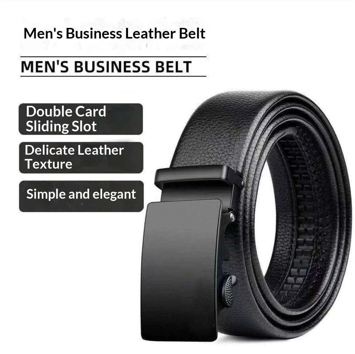 Men's Smooth Leather Belt With Automatic Buckle by GJG Denim