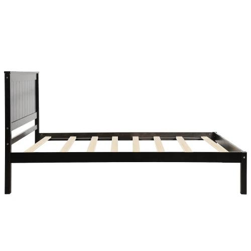 Platform Bed Frame With Headboard, Wood Slat Support, No Box Spring Needed,Twin, Espresso by GJG Denim