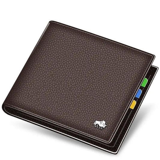 Men's Short First Layer Cowhide Multiple Card Slots Wallet by GJG Denim