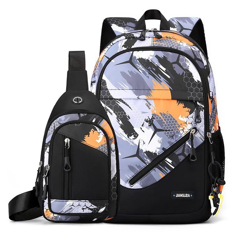 Mens Two-Piece Set Backpack And Chest Bag by GJG Denim