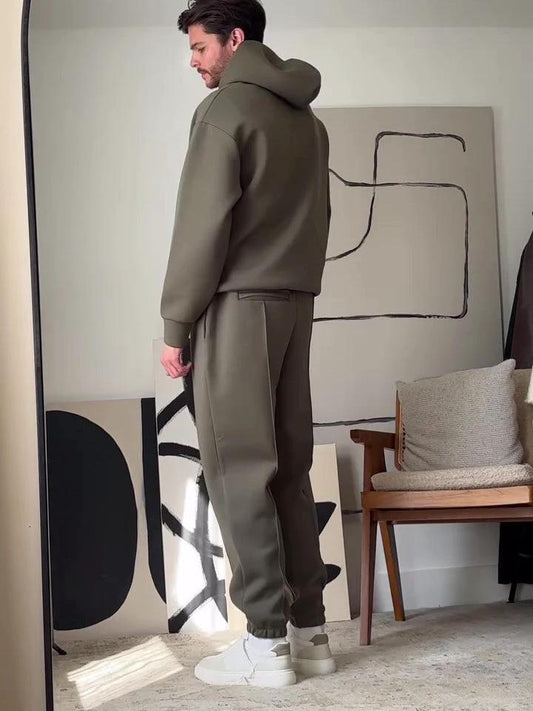 Men's Casual Hooded Sweatshirt & Elastic Waist Pants Set by GJG Denim