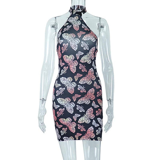 Cheongsam Collar Digital Printing Skinny Wrap Hip Dress by GJG Denim