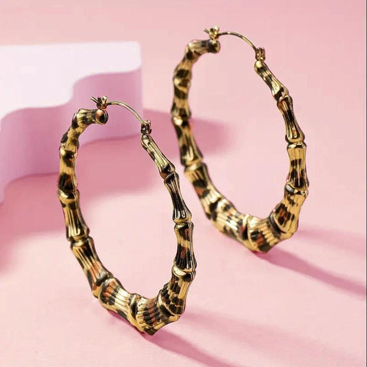 New Fashion Leopard Print Round Hoop Earrings For Women Jewelry Punk Metal Zebra Cow Big Circle Earring Female Party Gifts by GJG Denim