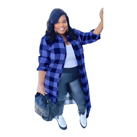 Plus Size Fashion Women's Plaid Shirt by GJG Denim