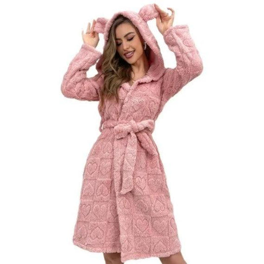 Bathrobe Night-robe Love Flannel Sweet Cute by GJG Denim