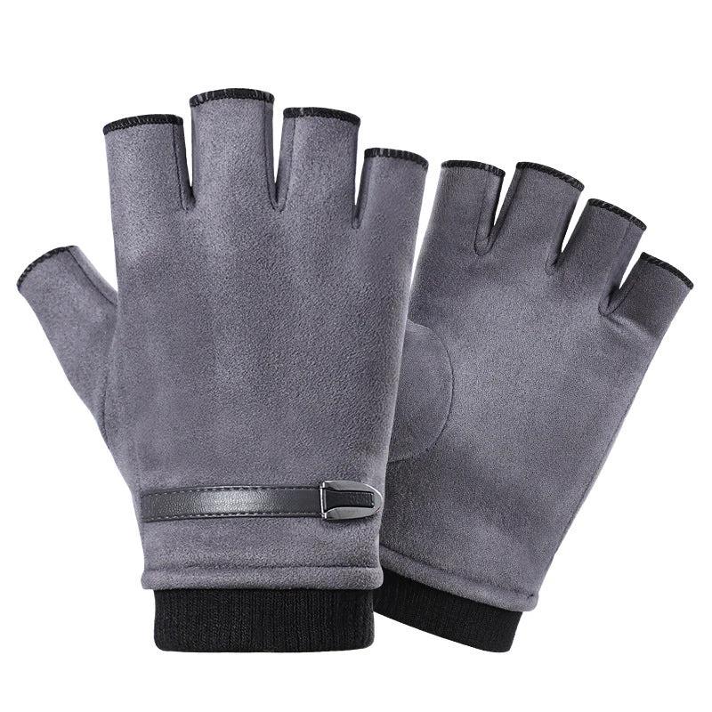 Half Finger Gloves Suede Finger Sports Outdoor Riding by GJG Denim