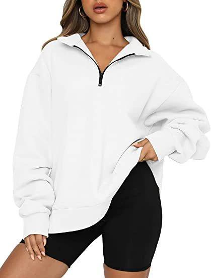 Women Sweatshirts Zip Turndown Collar Loose Casual Tops Clothes by GJG Denim