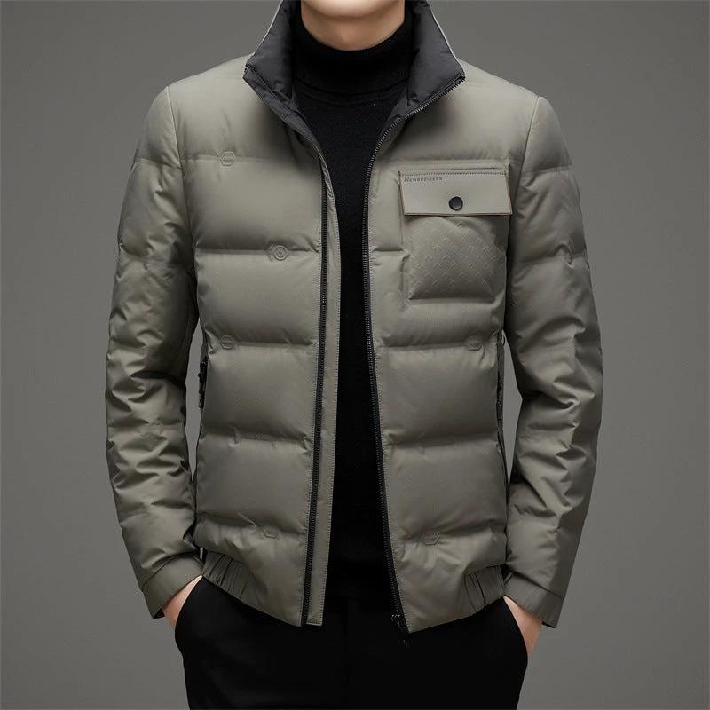 Men's Winter Stand Collar Short Thickened Warm Outdoor Down Jacket by GJG Denim