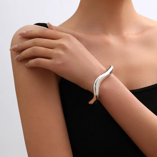 Metal Irregular Lava Bracelet For Women Fashion Special-interest Open-end Polished by GJG Denim