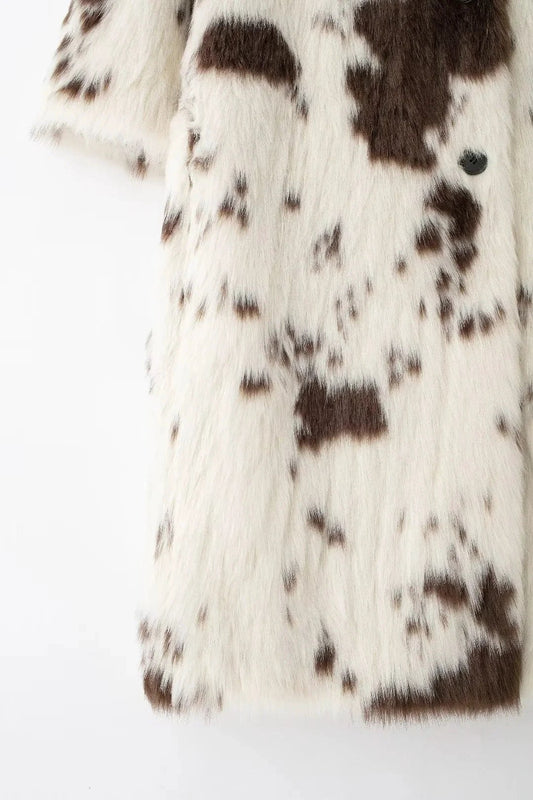 Women's Animal Pattern Imitation Fur Coat by GJG Denim