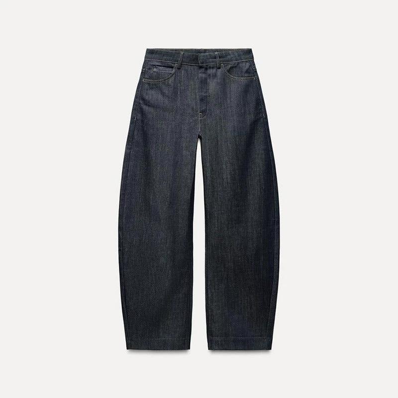 Dark Blue Temperament Waist-controlled Hong Kong Style Denim Suit by GJG Denim