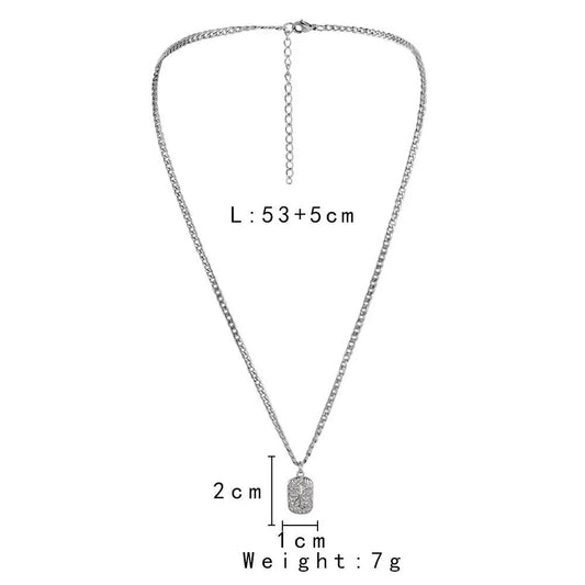 Men's Square Plate Pendant Necklace by GJG Denim