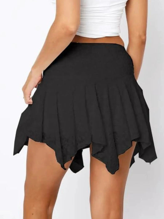 Asymmetric Hem Lace Ruffle Mini Skirt by Lady Ros