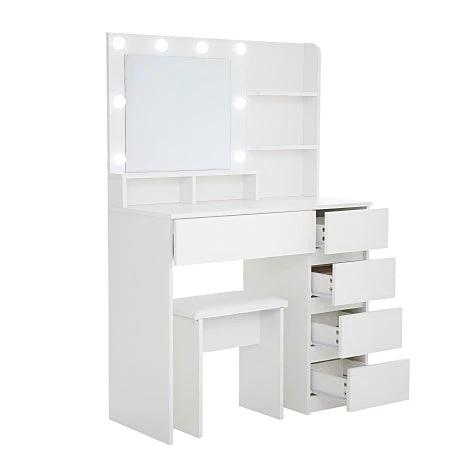 Makeup Vanity Desk Set With Mirror & Light by GJG Denim