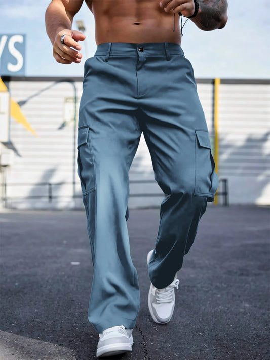 Wear-resistant Sports Straight Loose Cargo Pants by GJG Denim