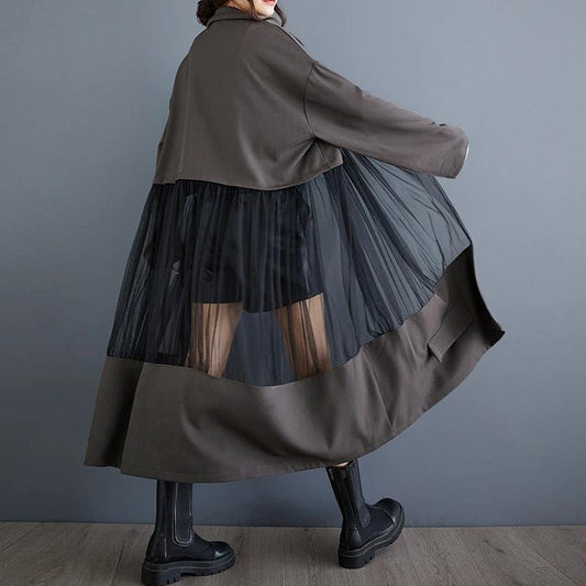 Casual Patchwork Mesh Hollow Suit Skirt by GJG Denim