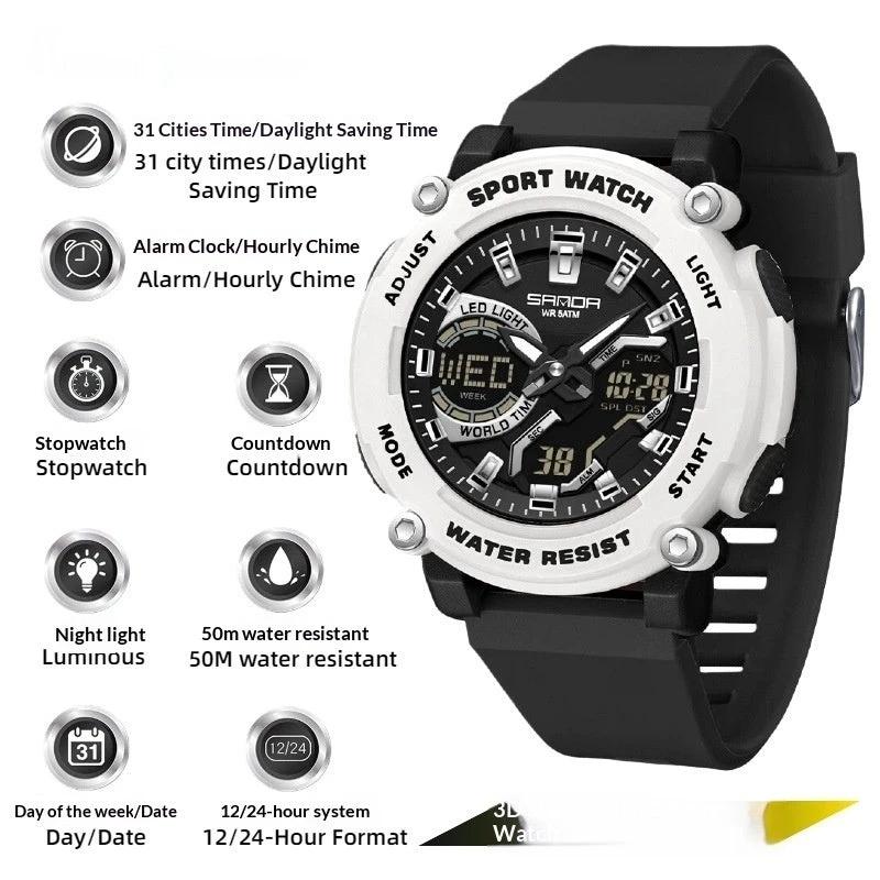 Men's Dual-display Luminous Chronograph Watch For Hiking by GJG Denim
