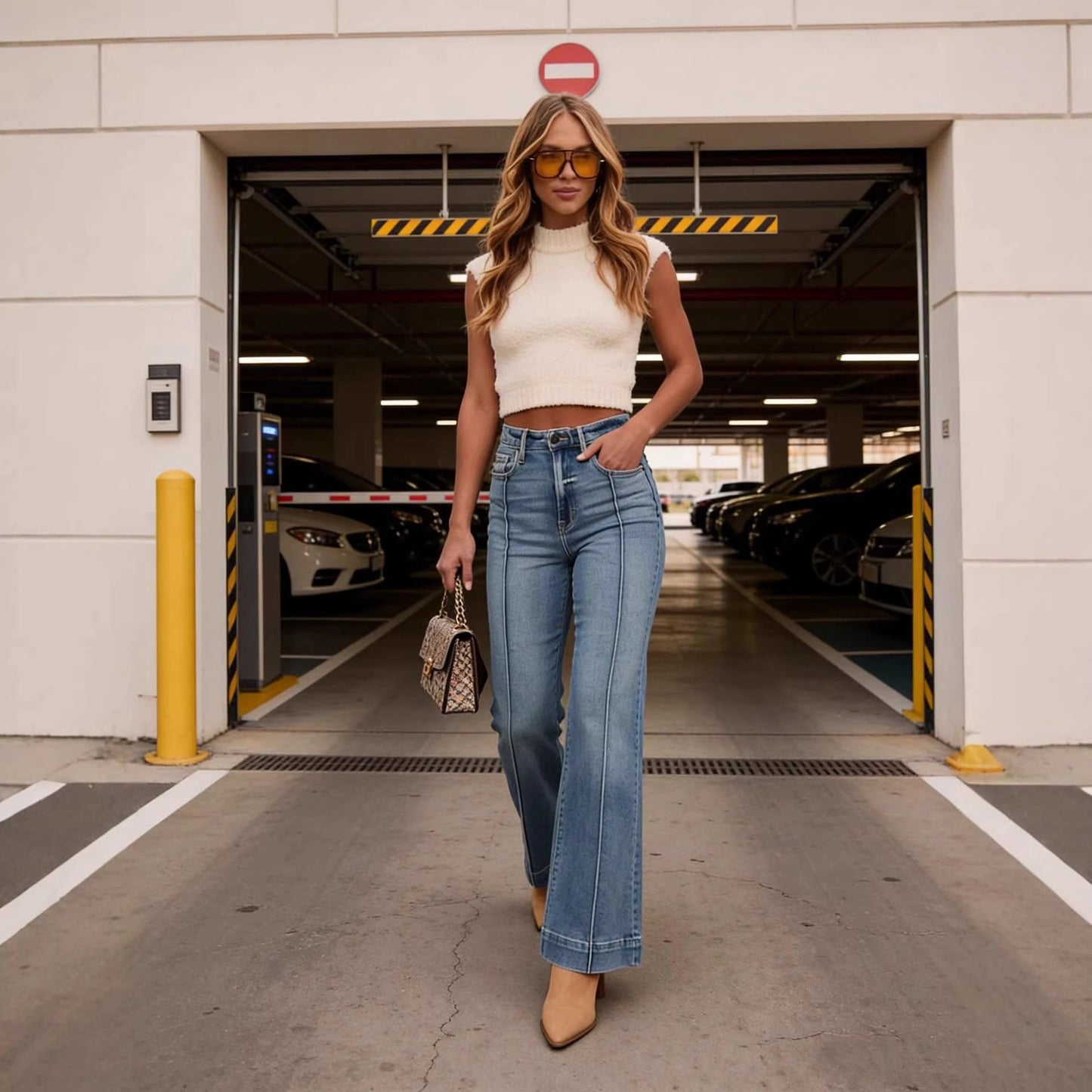 New Womens Mid-rise Bootcut Jeans by GJG Denim