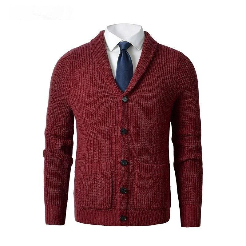 Men's Business Casual Knitted Wool Cardigan by GJG Denim