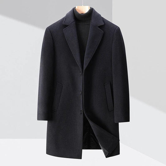 Men's Business Casual Woolen Trench Coat by GJG Denim